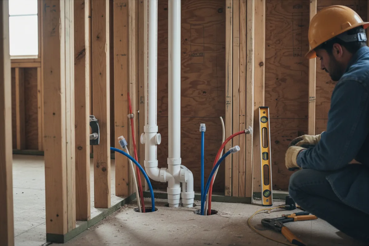 Drain and supply rough-in during Leak Detection in Heislerville