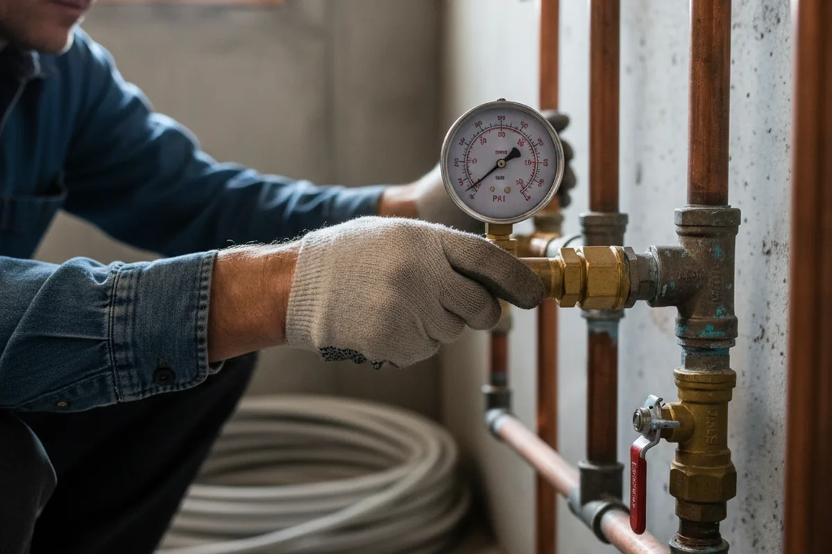 Pressure testing a repaired line during Water Line Repair in Heislerville